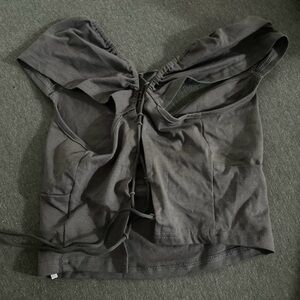 Grey crop top open back shirt from SHEIN size medium never worn!
